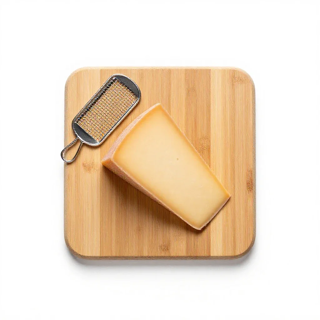 Cheese board with a wire slicer isolated on a white background