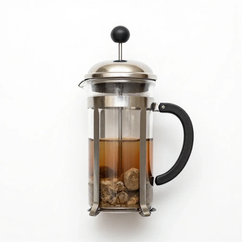 French press coffee maker isolated on a white background