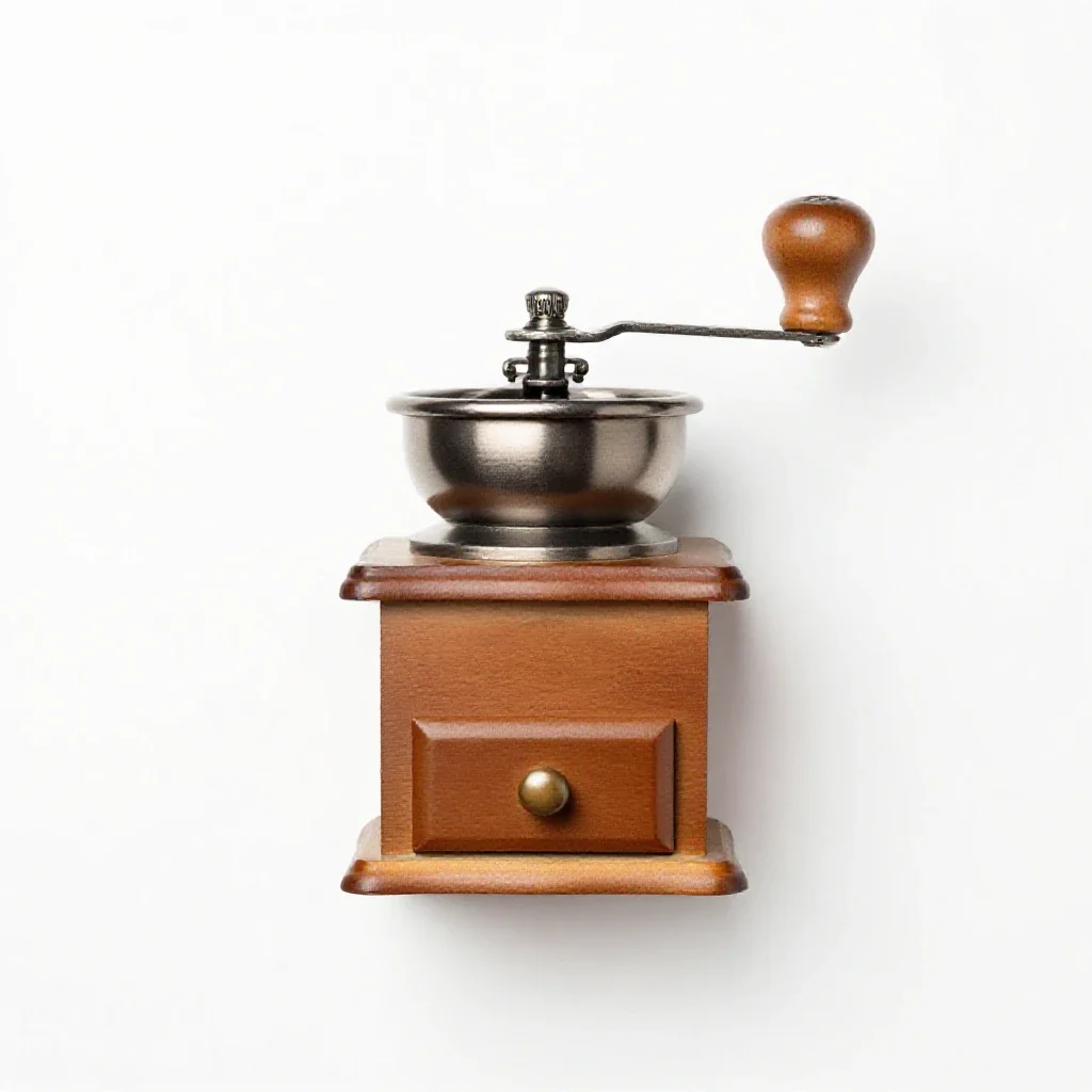 Hand-crank coffee grinder isolated on a white background