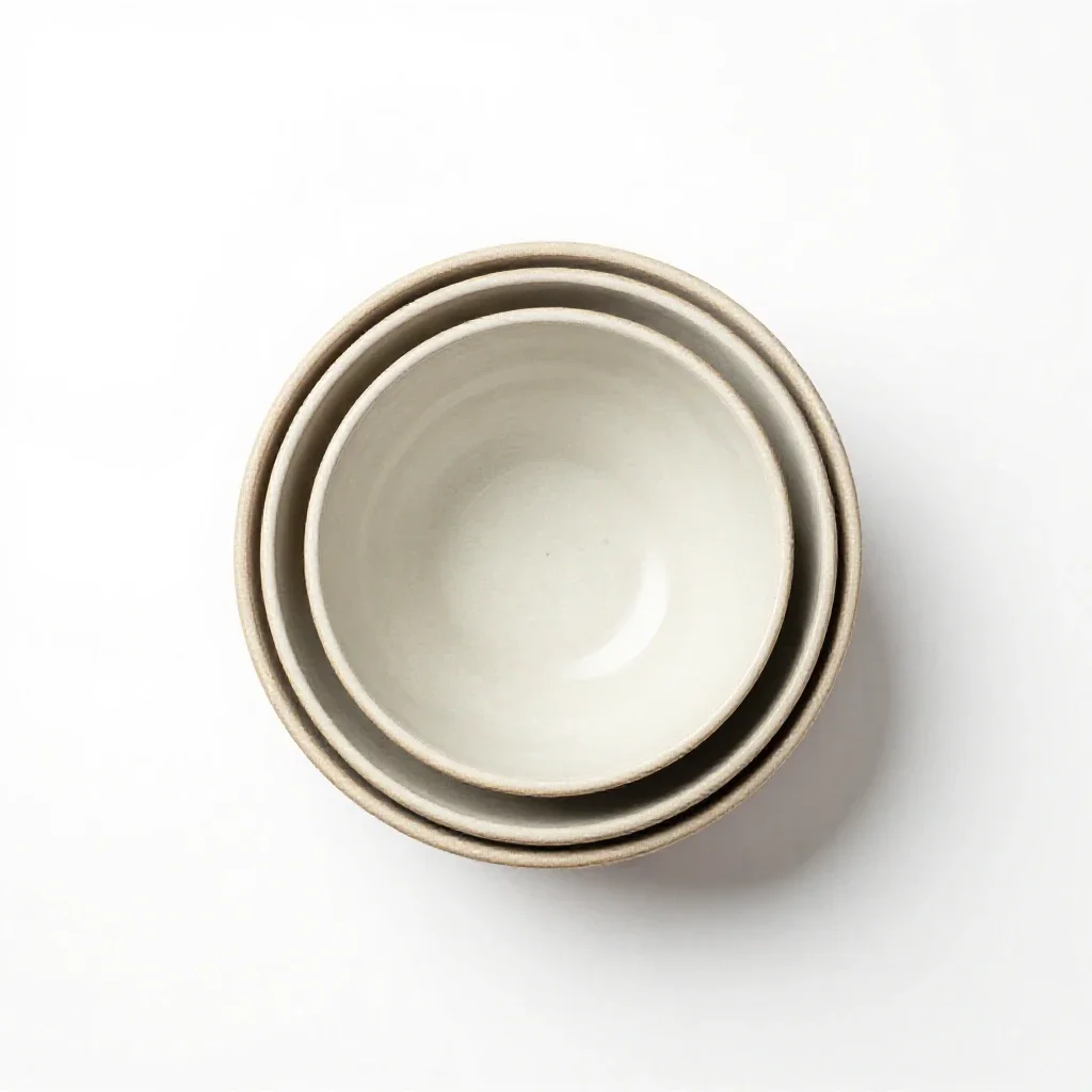 Stack of nesting mixing bowls isolated on a white background