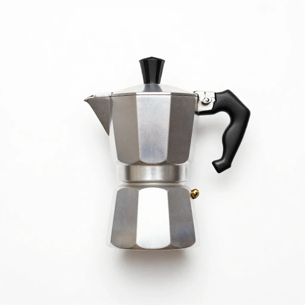 Stovetop espresso moka pot isolated on a white background