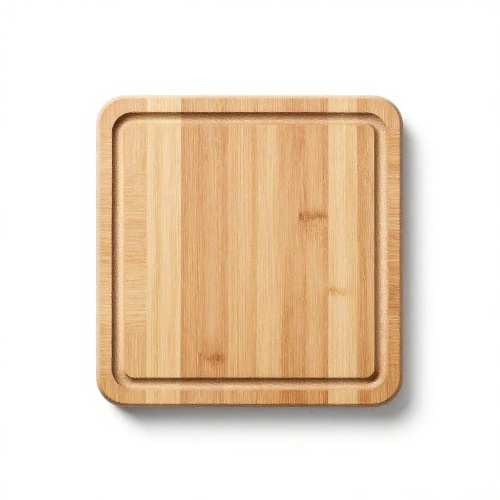 Wooden cutting board with a juice groove isolated on a white background