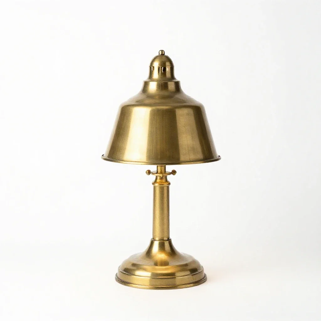 Brass banker's lamp isolated on a white background