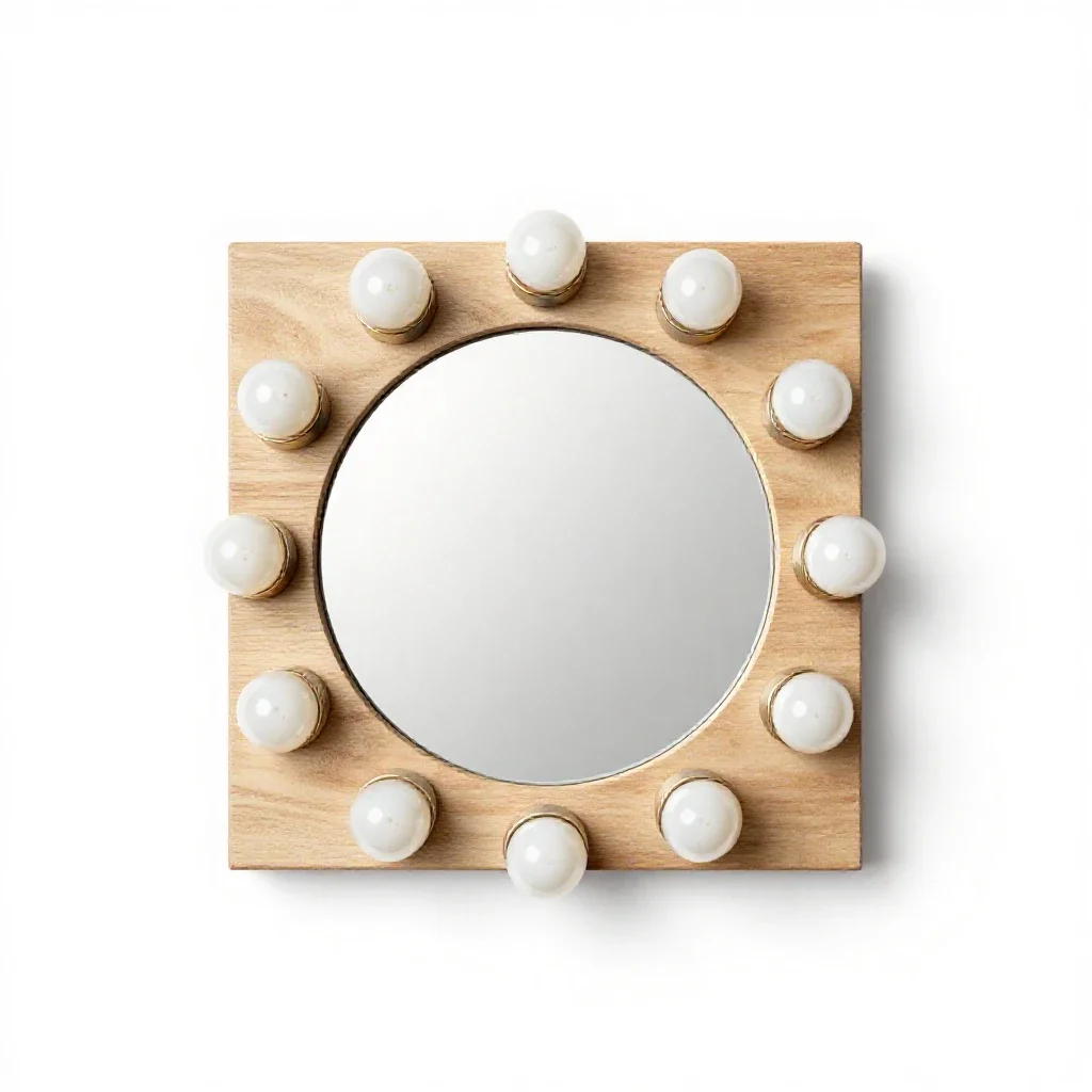 Mirror with bulb surround isolated on a white background