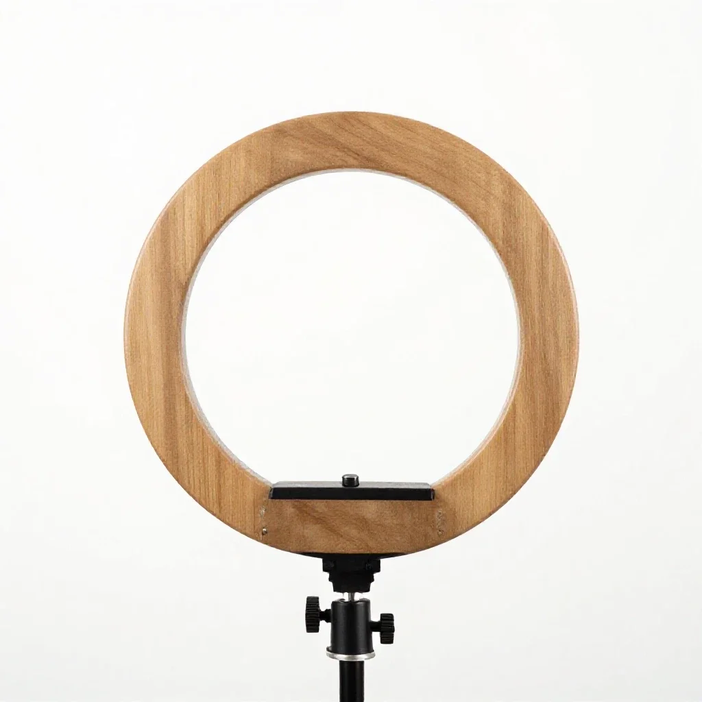 Ring light on a stand isolated on a white background