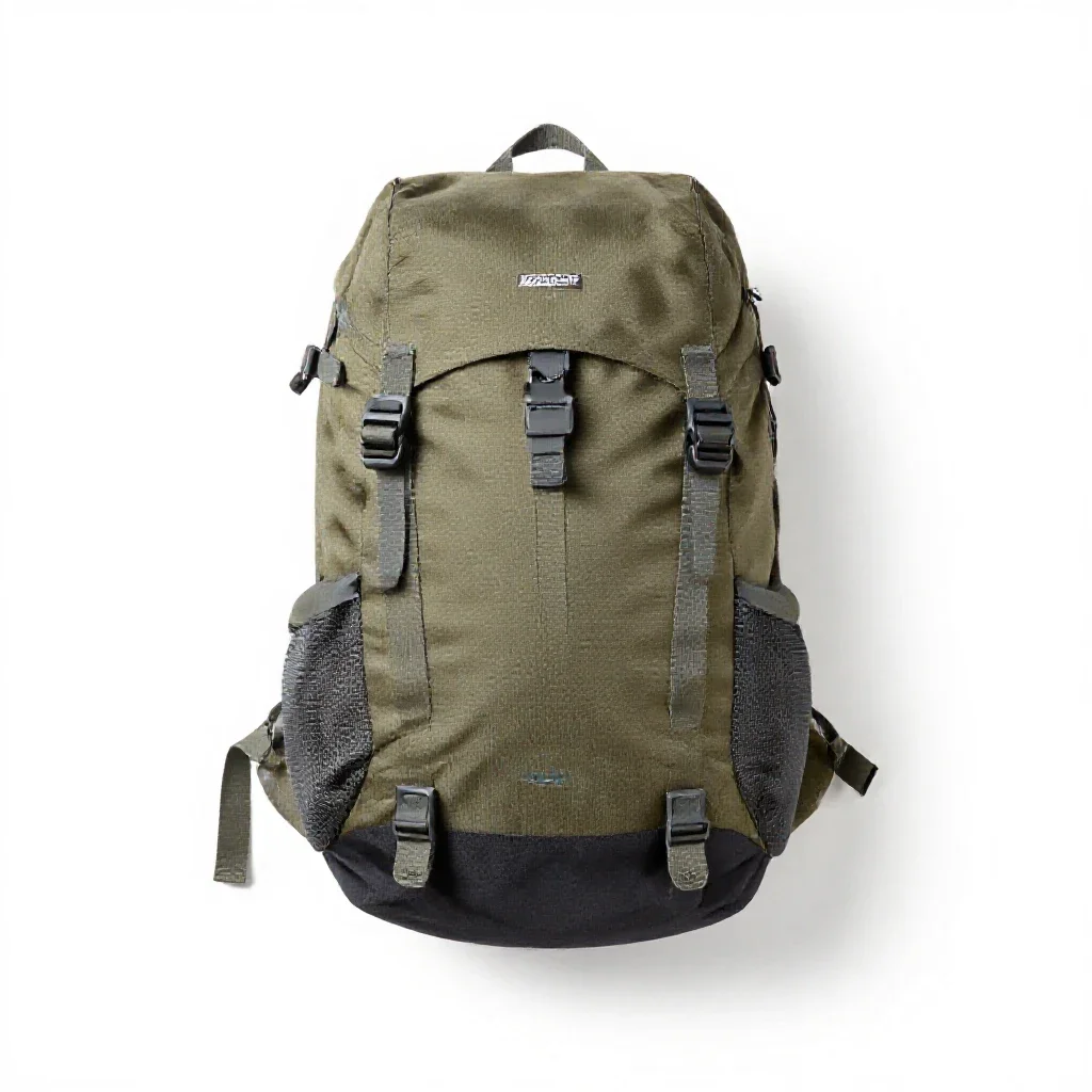 Camping backpack isolated on a white background