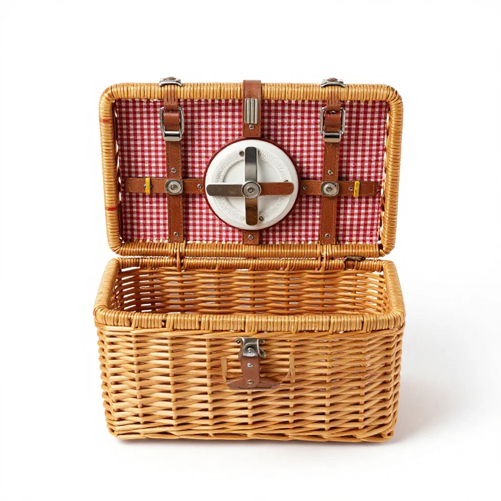 Picnic basket isolated on a white background