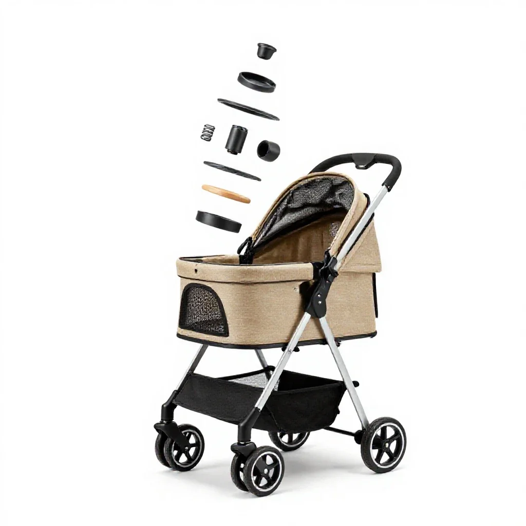 Pet stroller isolated on a white background