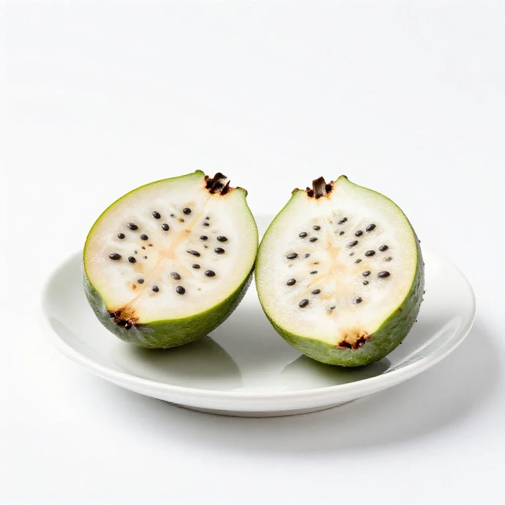 Feijoa cut in two isolated on a white background