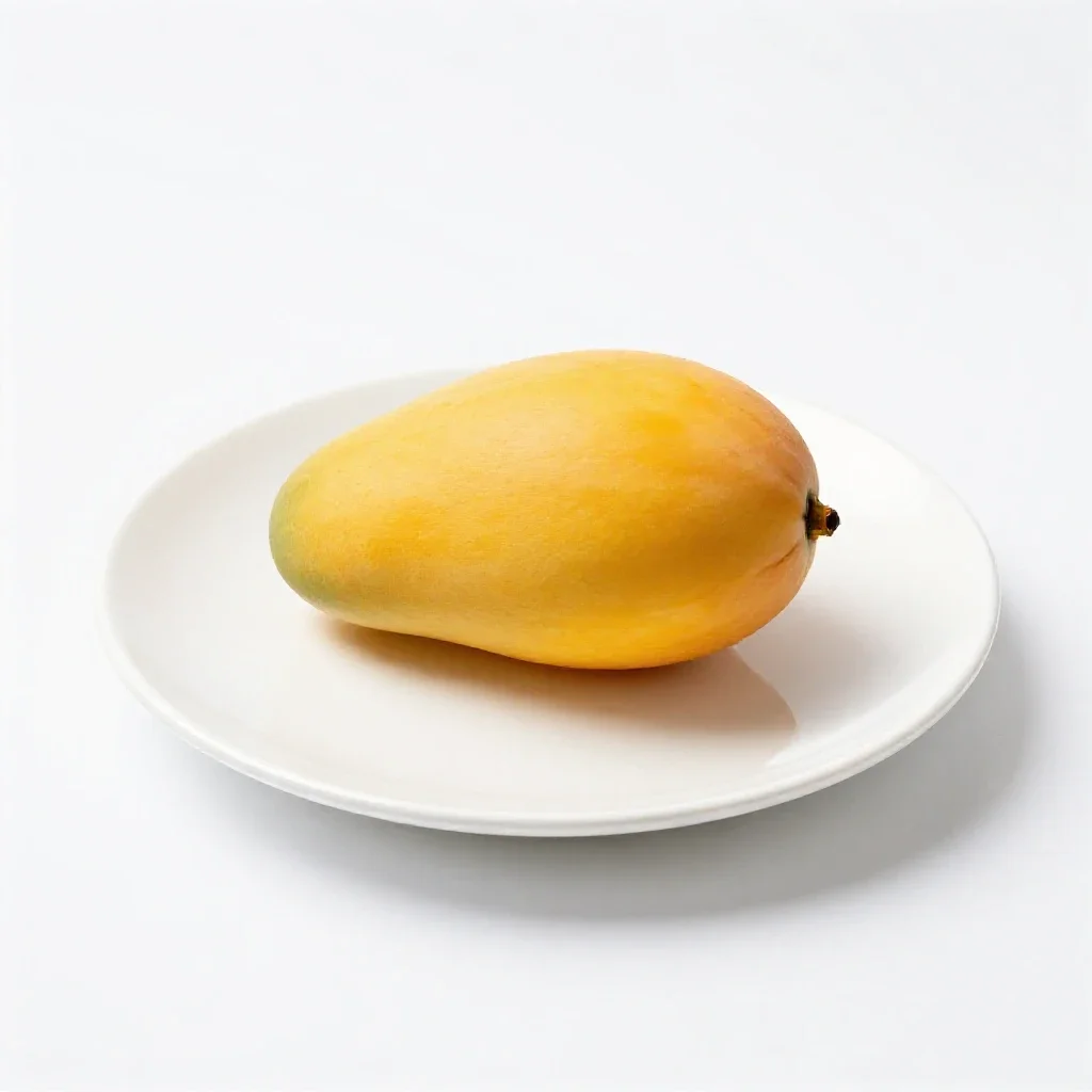 Mango cheek scored isolated on a white background