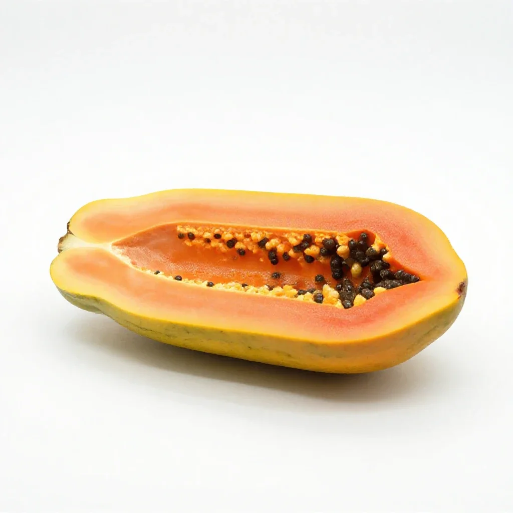 Papaya halved isolated on a white background