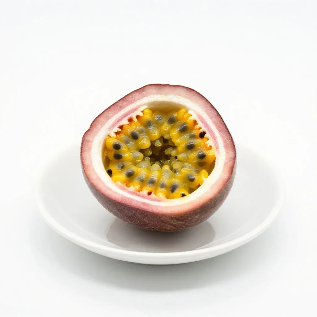Passionfruit halved isolated on a white background