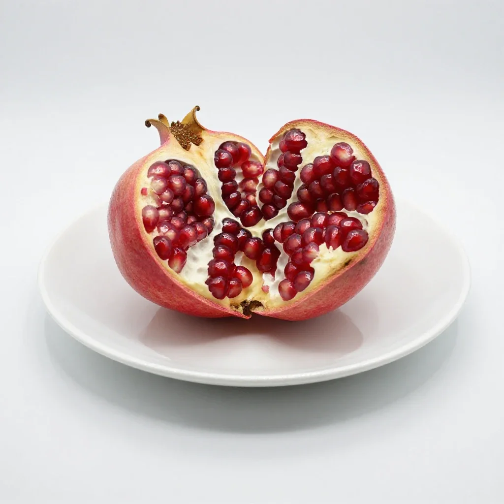 Pomegranate broken open isolated on a white background