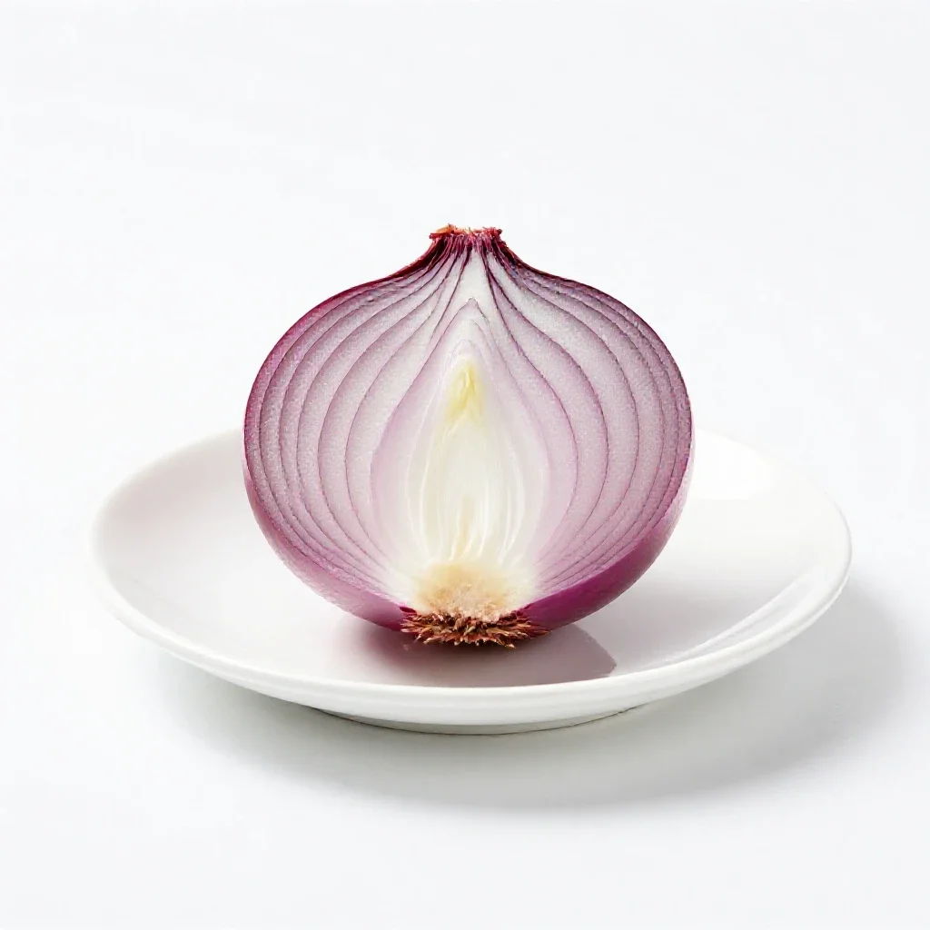 Red onion halved isolated on a white background