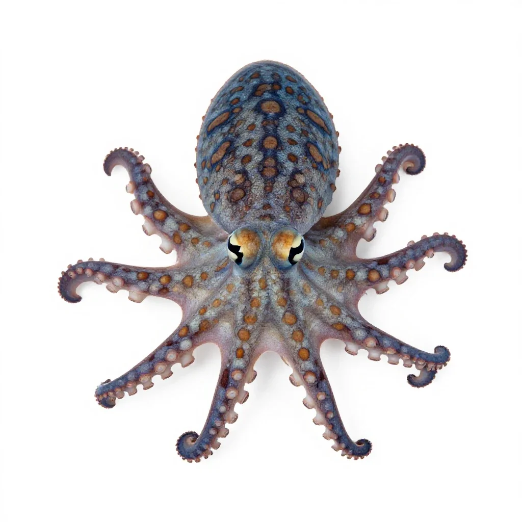 Blue-ringed octopus isolated on a white background