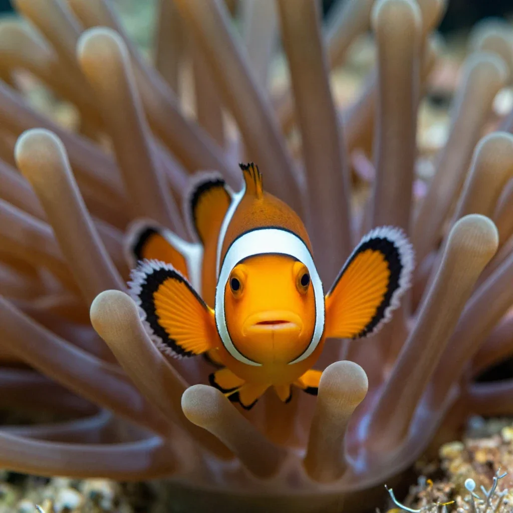 Clownfish in an anemone isolated on a white background