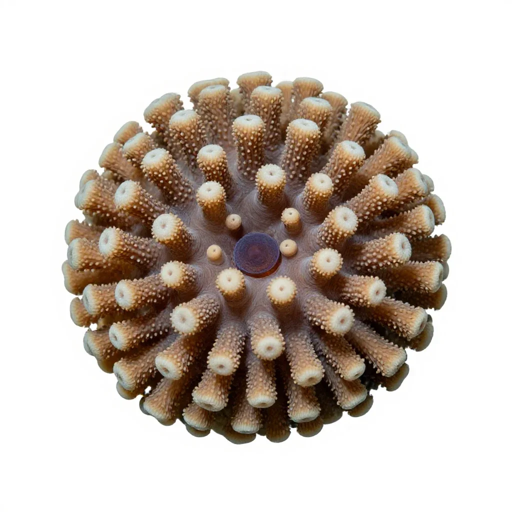 Coral polyp colony isolated on a white background