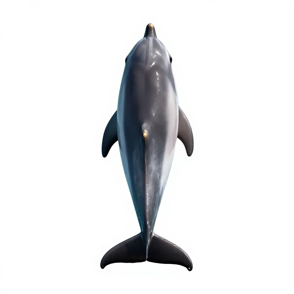 Dolphin mid-leap isolated on a white background