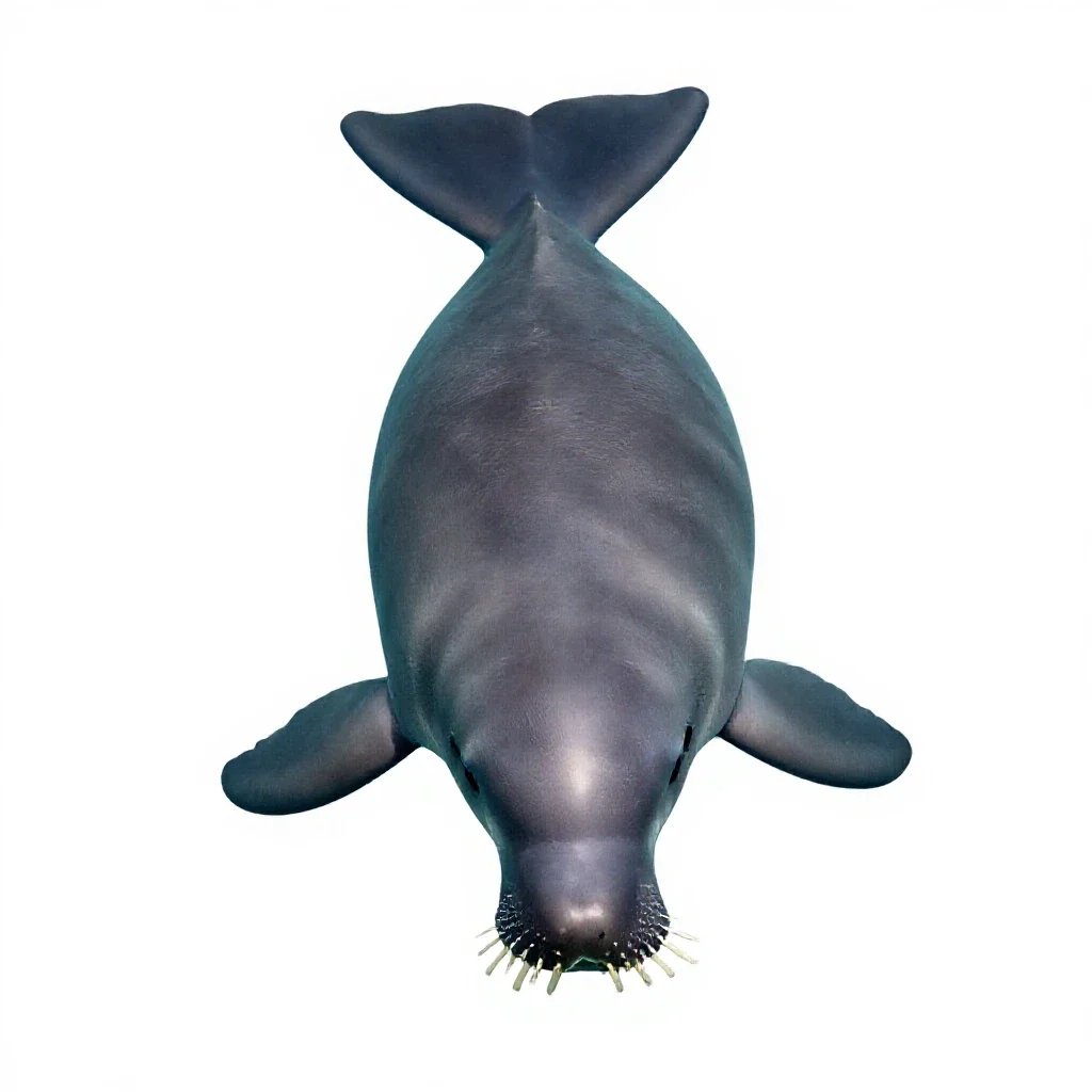Dugong grazing isolated on a white background