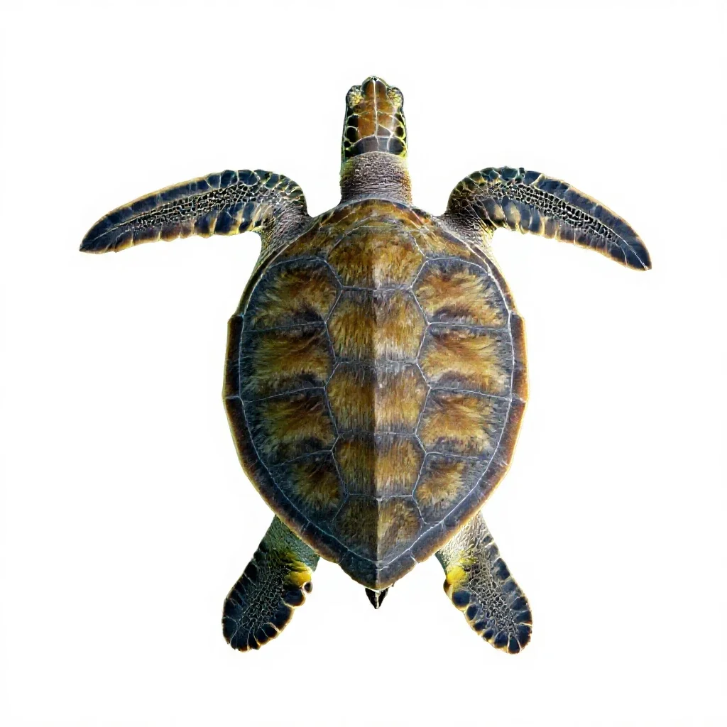 Green sea turtle isolated on a white background