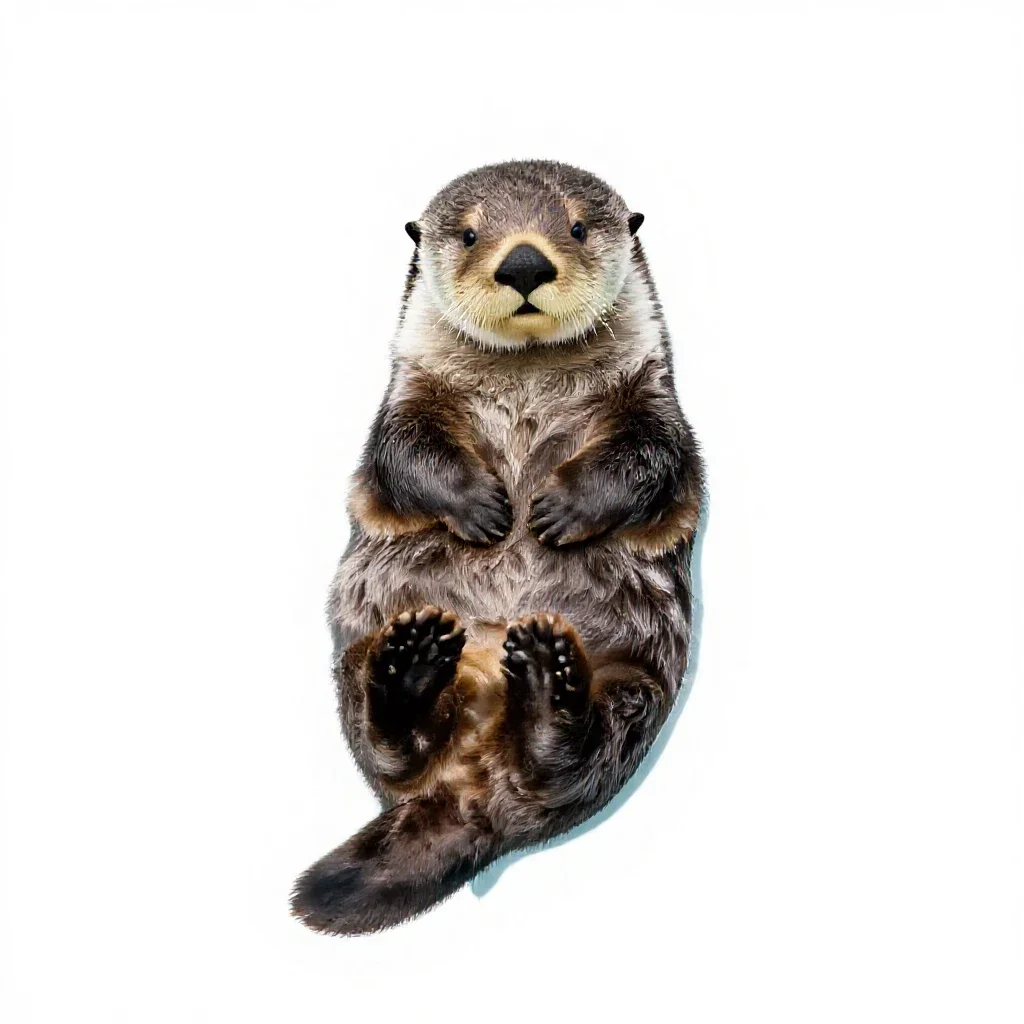 Sea otter floating isolated on a white background