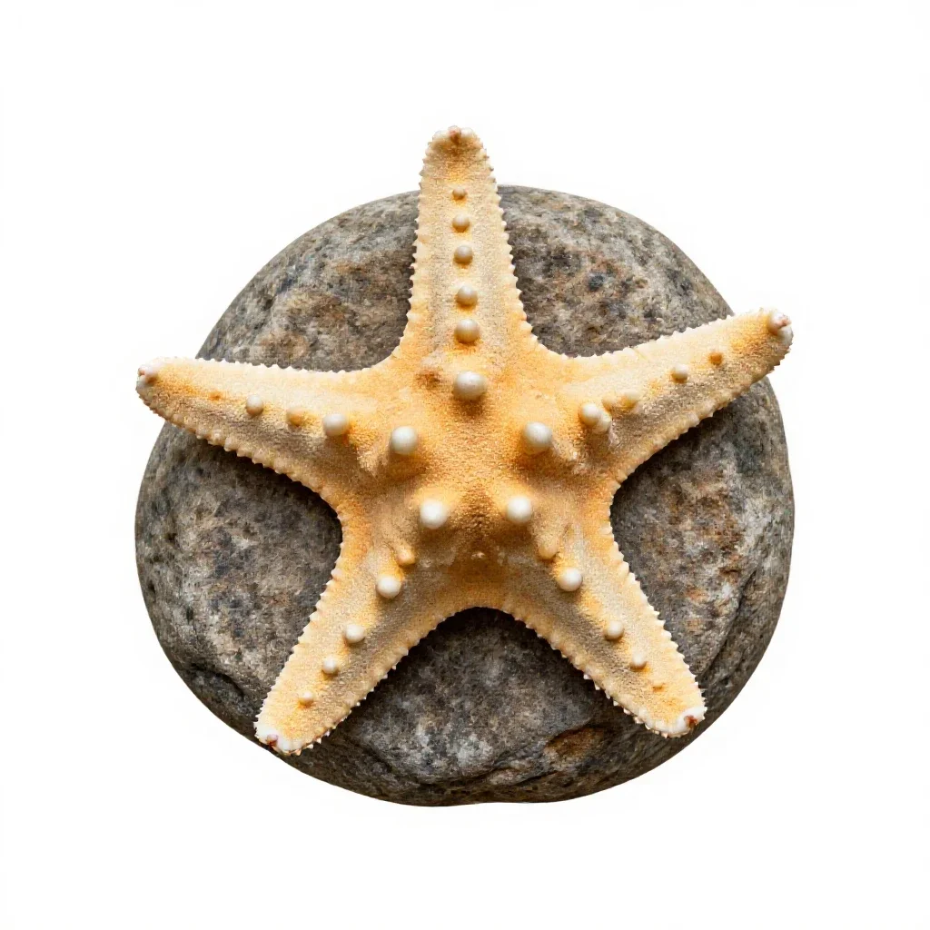 Starfish on rock isolated on a white background