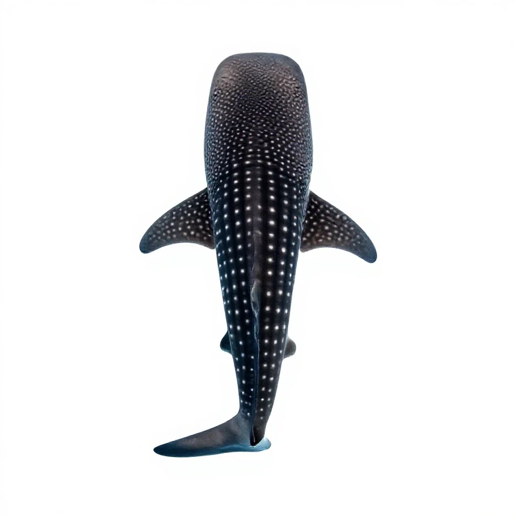 Whale shark with remoras isolated on a white background