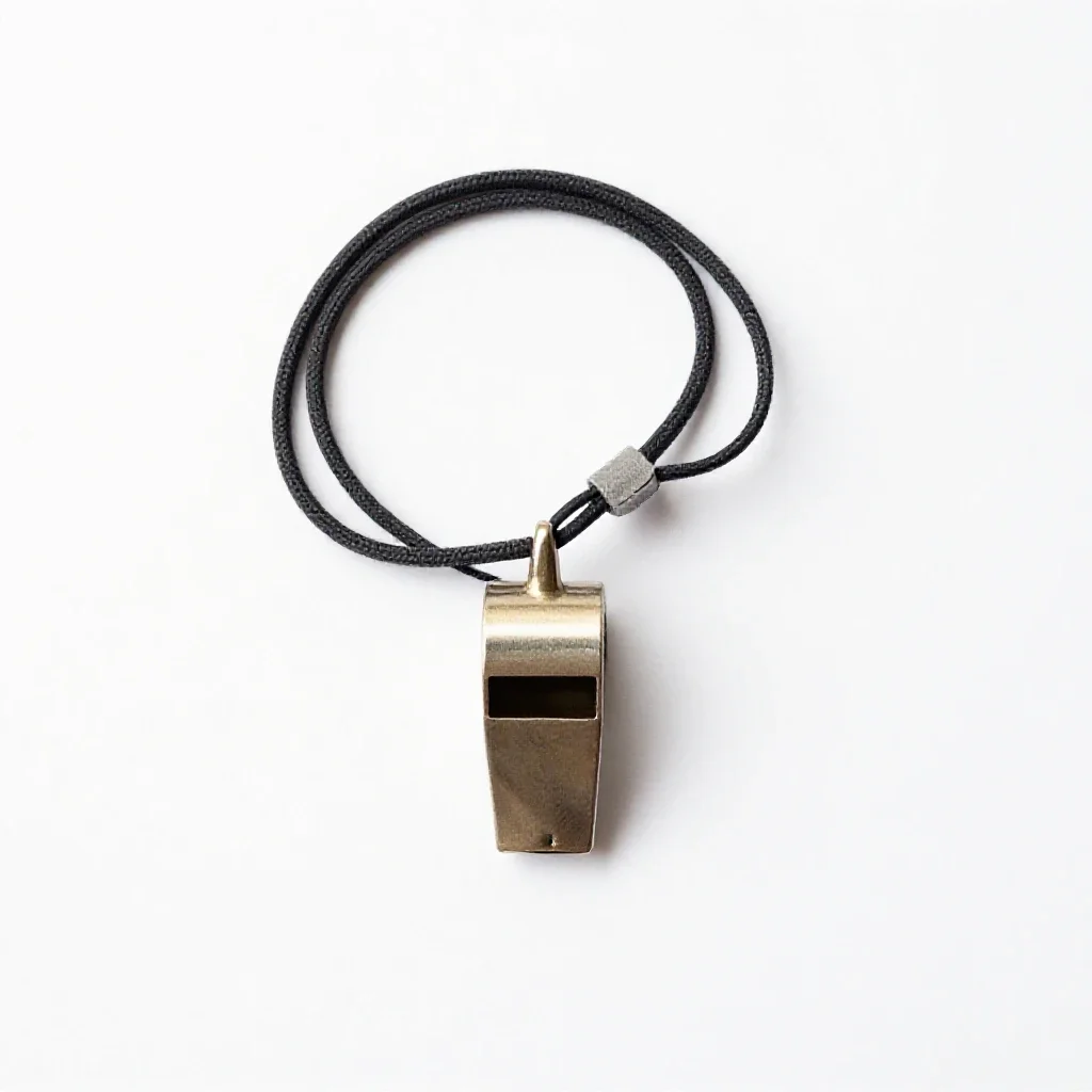 Whistle on a lanyard isolated on a white background