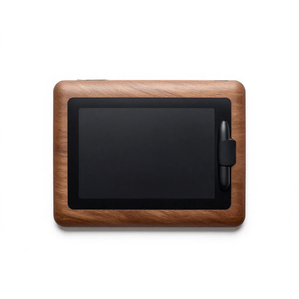 Graphics tablet with a stylus isolated on a white background
