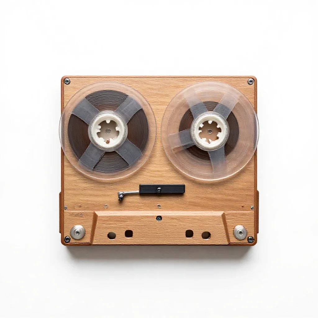 Reel-to-reel tape deck isolated on a white background