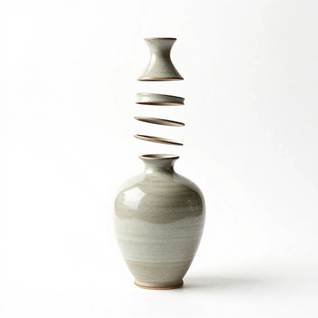 Ceramic vase with a narrow neck isolated on a white background