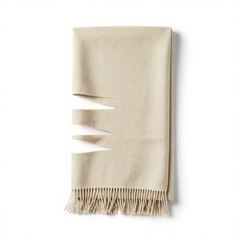 Folded wool throw with fringe isolated on a white background
