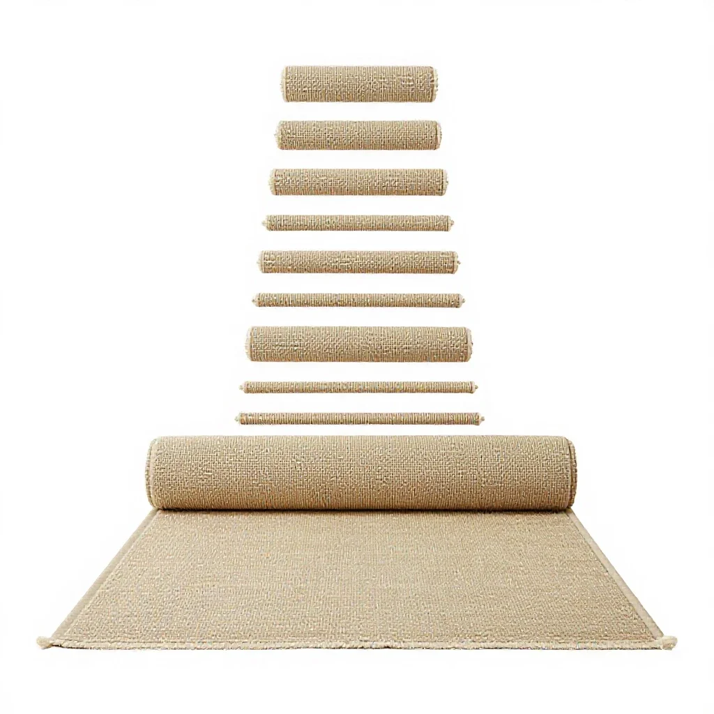 Hand-knotted wool rug rolled up isolated on a white background