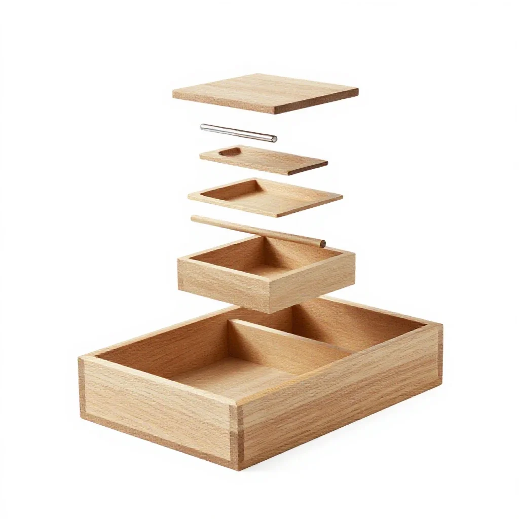 Jewellery box with a lift-out tray isolated on a white background