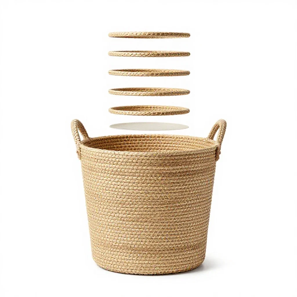 Laundry basket in seagrass isolated on a white background