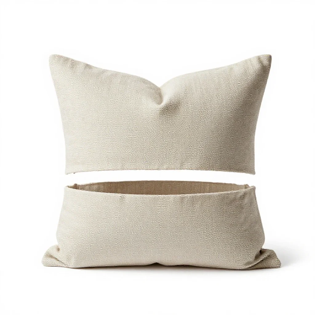 Linen cushion with a knife edge isolated on a white background