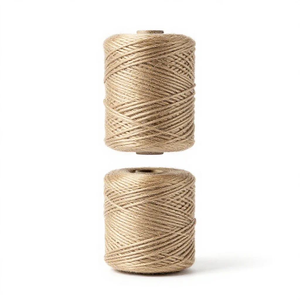Spool of natural twine isolated on a white background