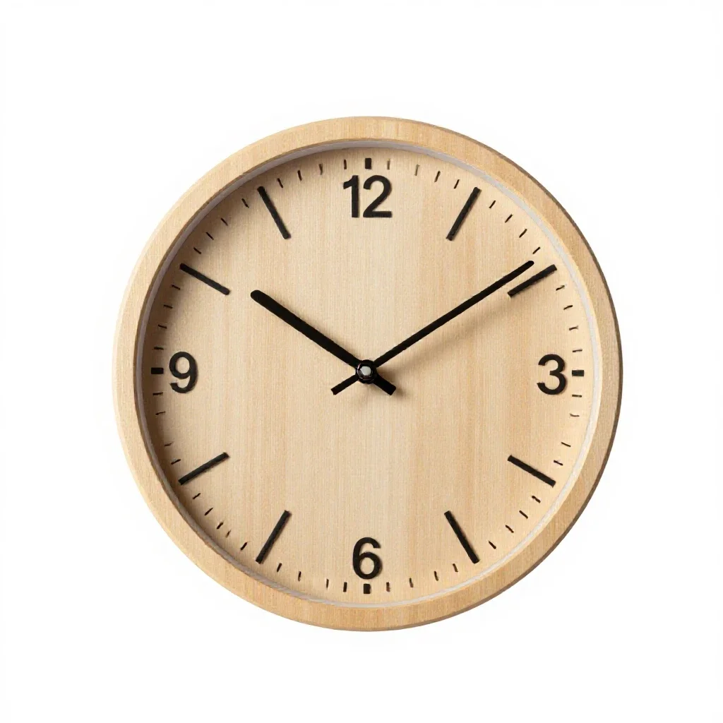 Wall clock with a plain face isolated on a white background