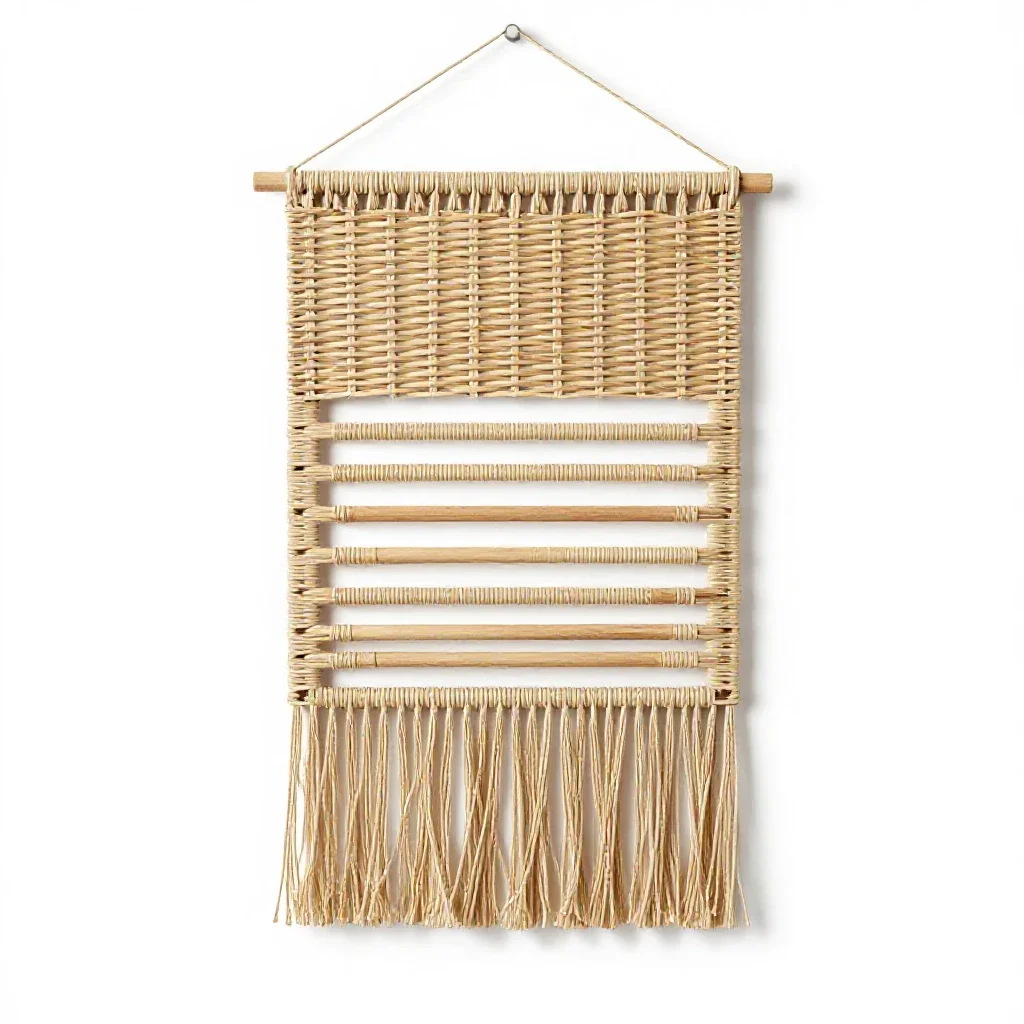 Woven wall hanging isolated on a white background