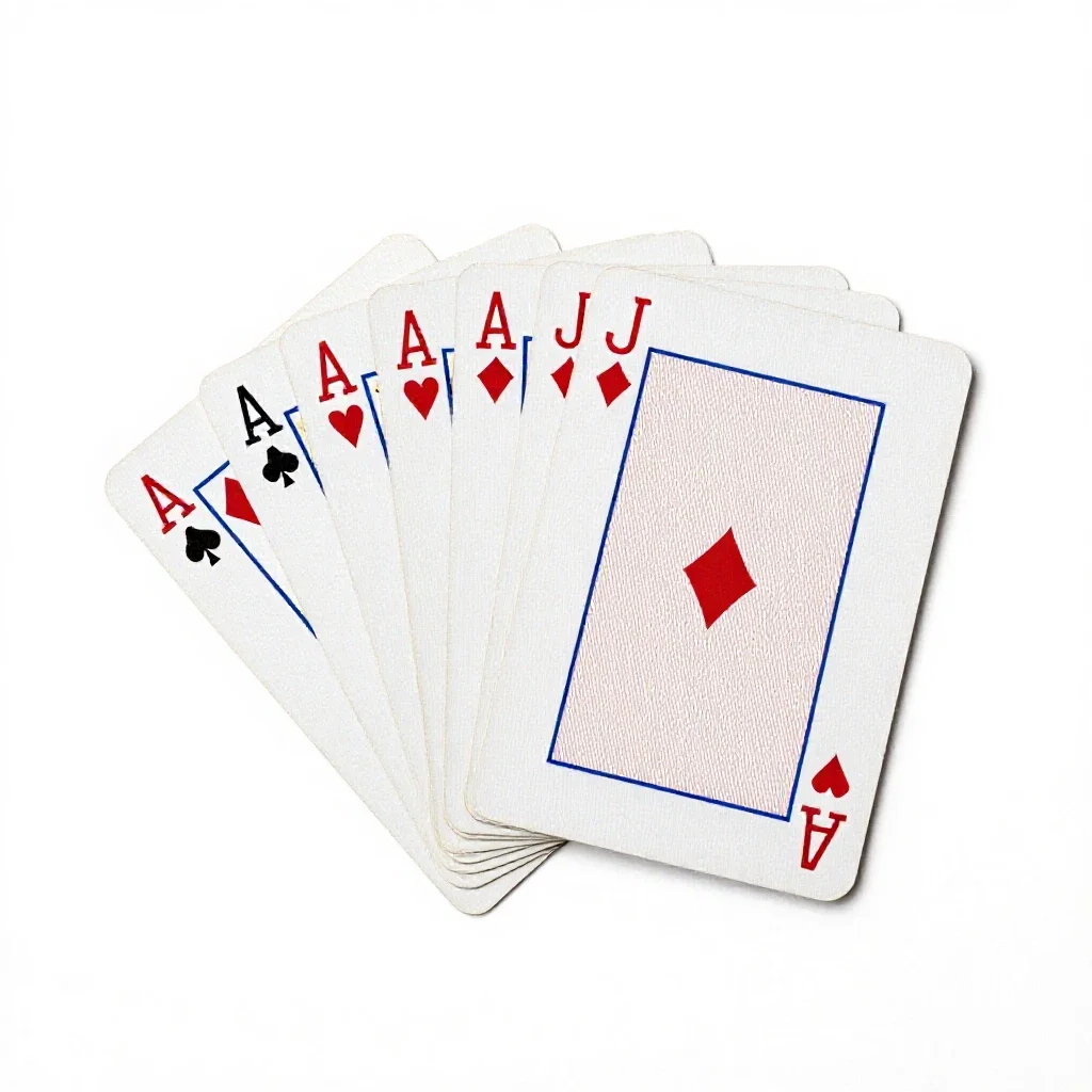 Deck of playing cards fanned out isolated on a white background