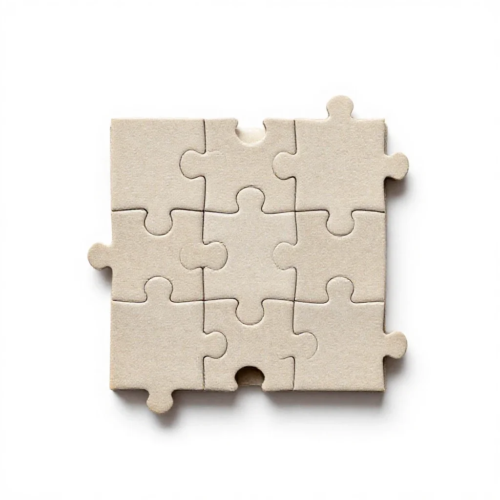Jigsaw puzzle piece stack isolated on a white background