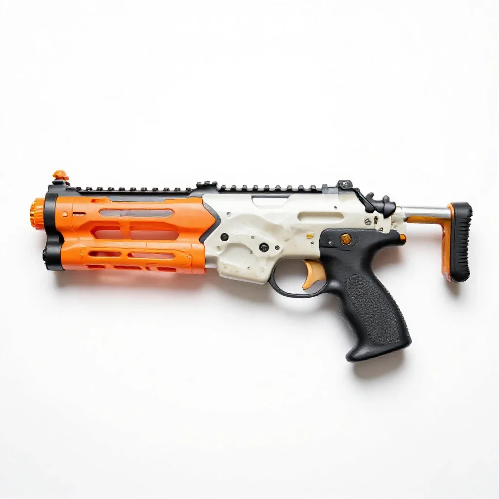 Nerf-style blaster isolated on a white background