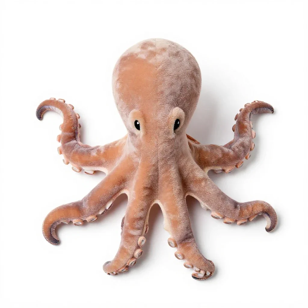 Plush octopus isolated on a white background