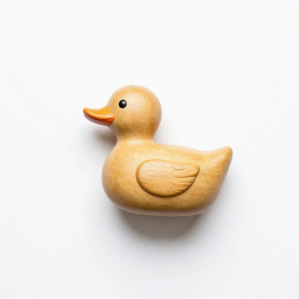 Pull-along duck toy isolated on a white background