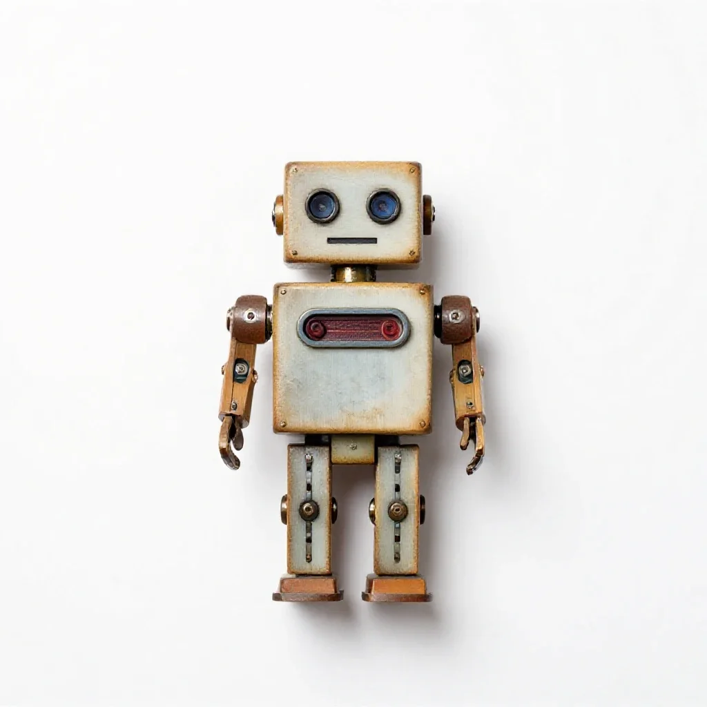 Wind-up robot isolated on a white background