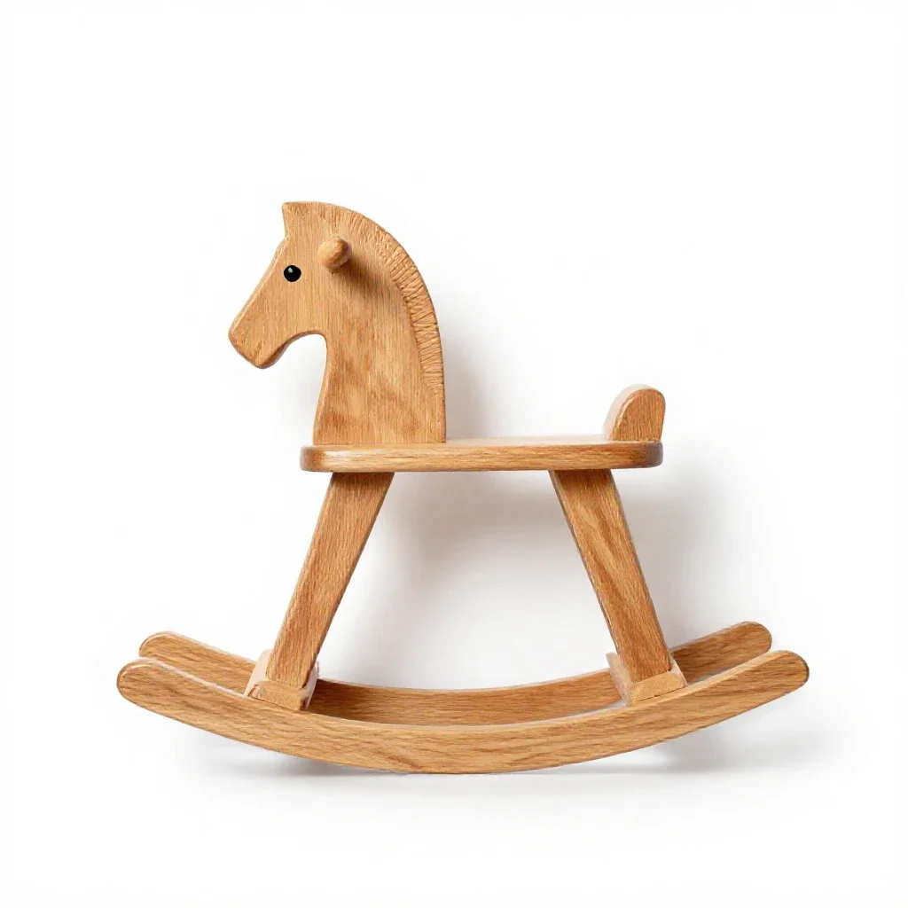 Wooden rocking horse isolated on a white background