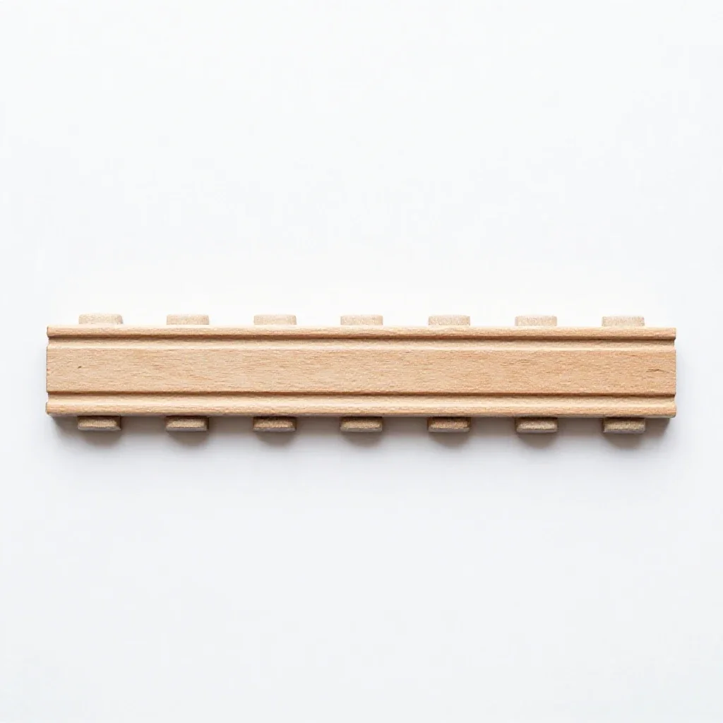 Wooden train track piece isolated on a white background