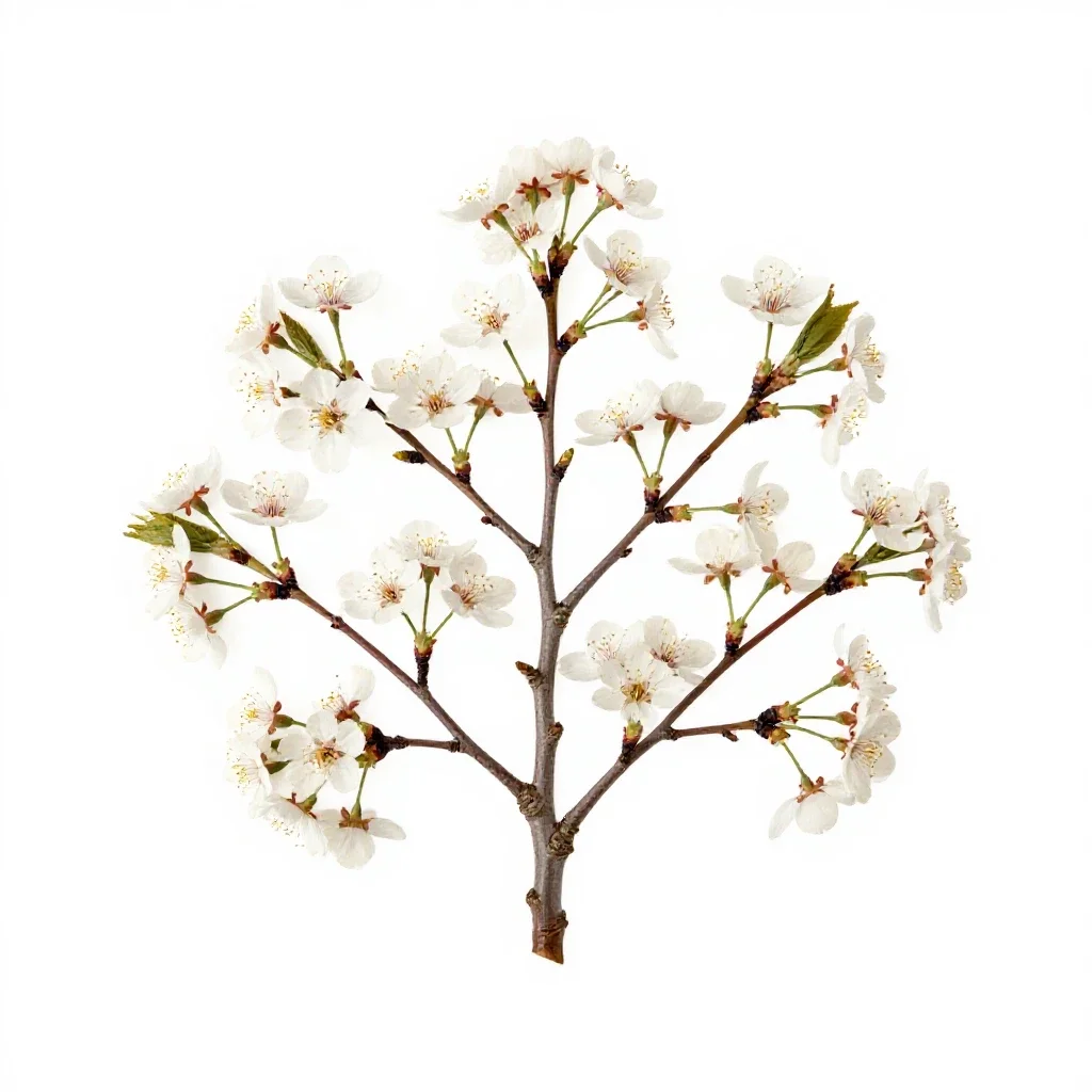Cherry tree in blossom isolated on a white background