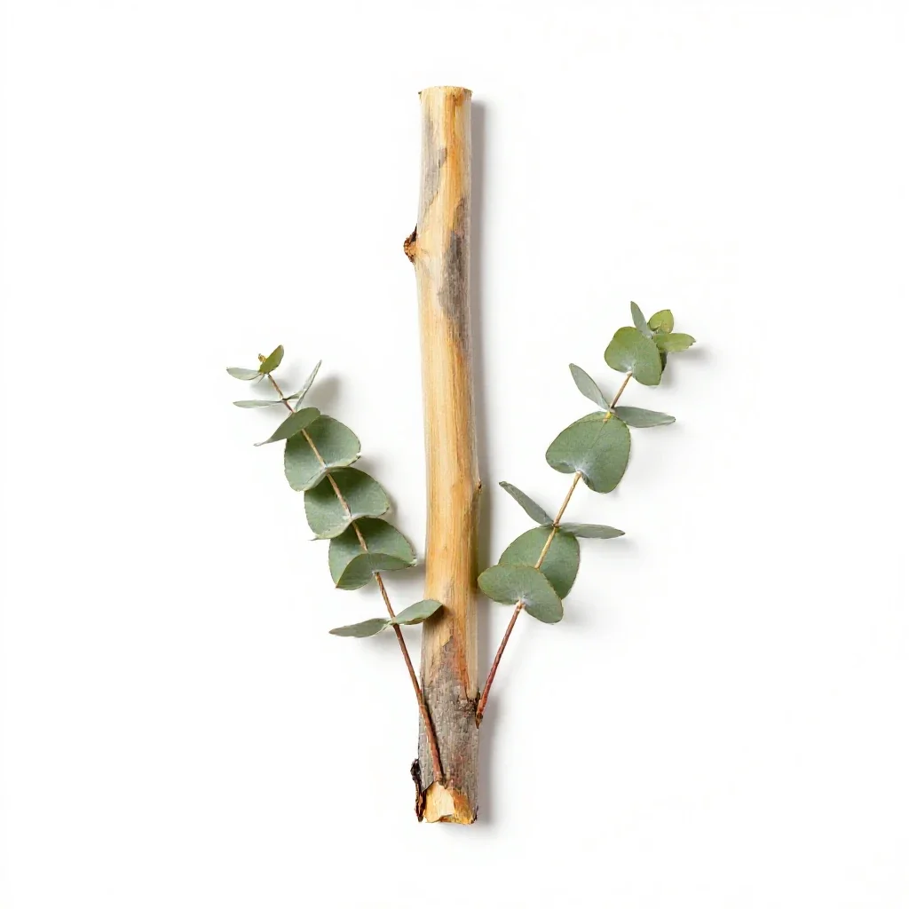 Eucalyptus with peeling bark isolated on a white background