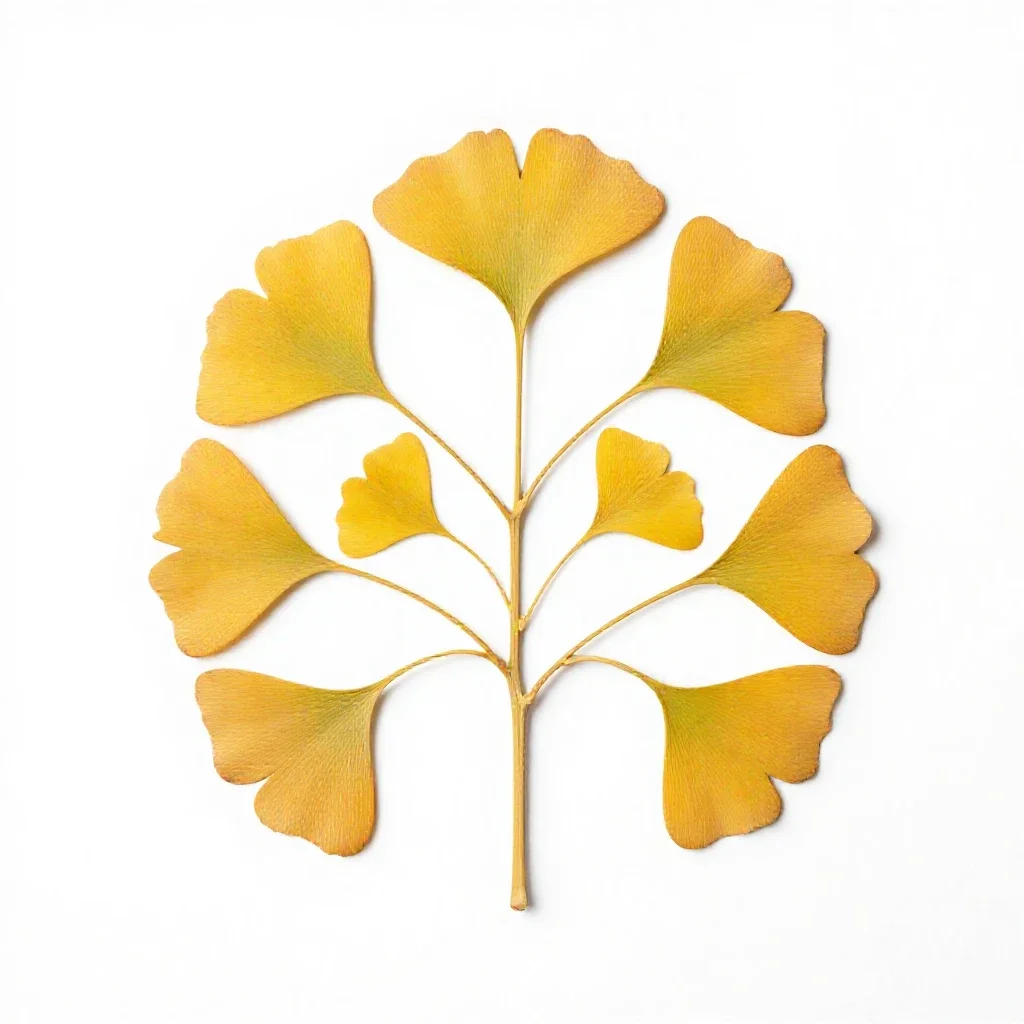 Gingko in autumn isolated on a white background